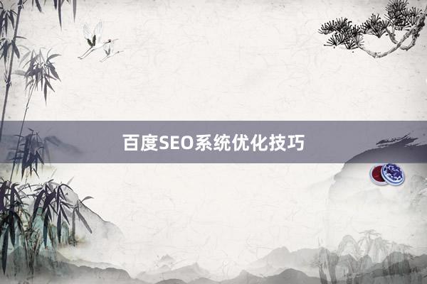百度SEO系统优化技巧